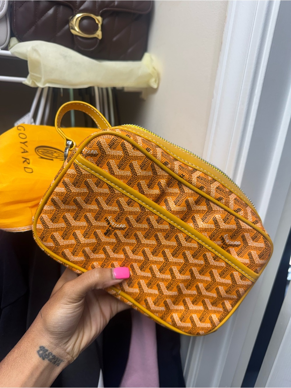 SHEIN Orange Patterned Mini Crossbody Pouch